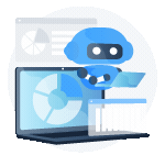 Ícone animado representando automação com inteligência artificial para gestão de leads em clínicas e consultórios.